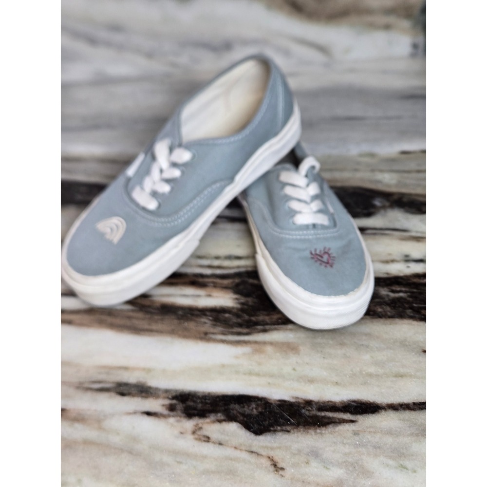 Vans Authentic‎ Eco Theory Blue Grey Embroidered Peace Leaf Mens 4.5 Womens 6.0